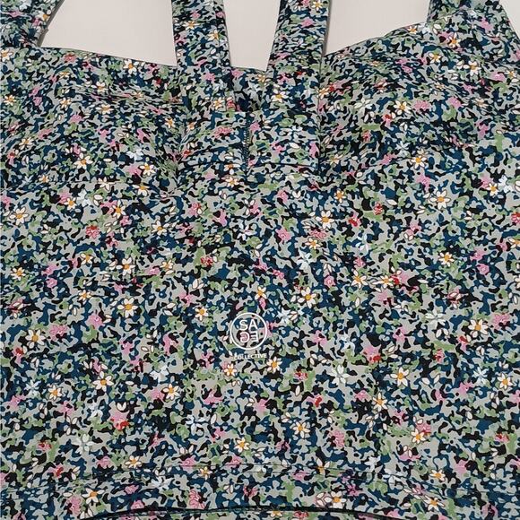 Sage Collective Set Sport Bra And Biker Short Floral Blue Static Ditsy XSmall‎ - Picture 5 of 13